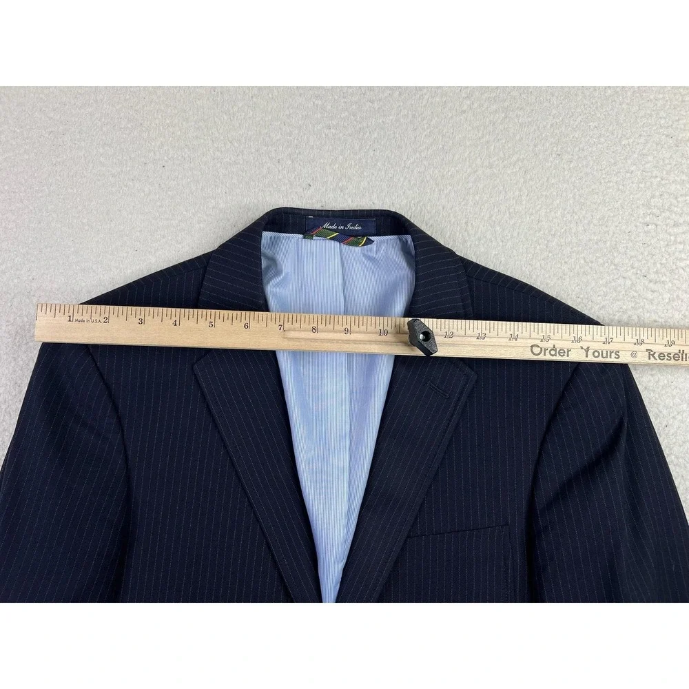 Lands' End Blazer Mens 38R Blue Pinstripe Wool Tailored Fit Sport Coat 2 Button